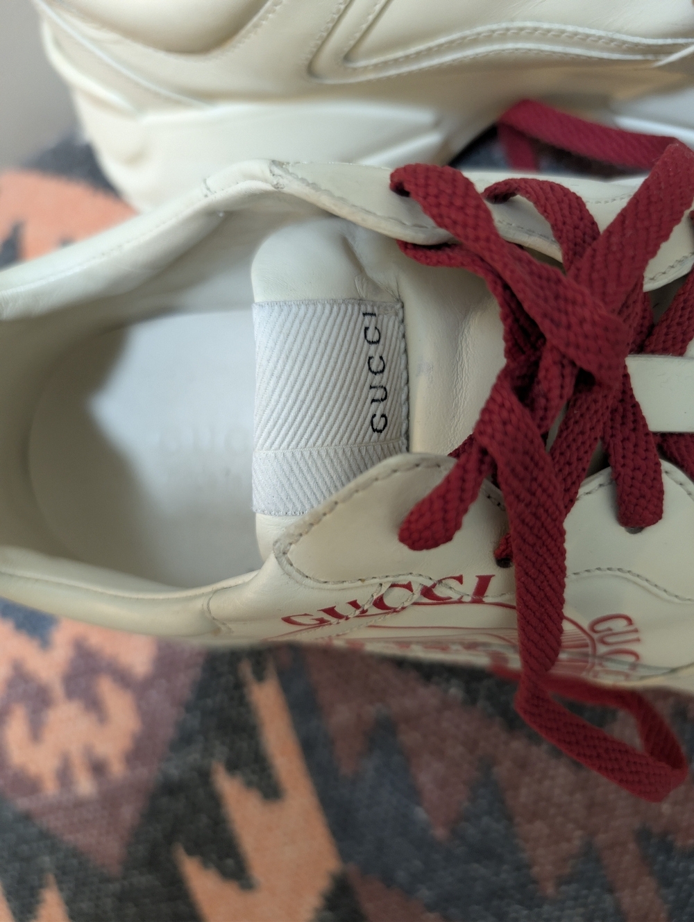 Gucci White Leather Sneakers with Red Logo and Laces Size US 9, Gucci 8 - Picture 11 of 11